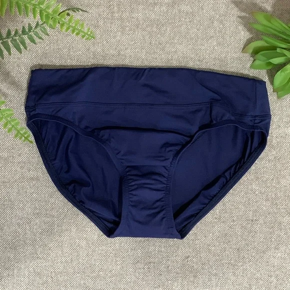 Lands’ End Navy Blue Tummy Control High Waist Bikini Bottom 4 NWOT - Picture 4 of 8
